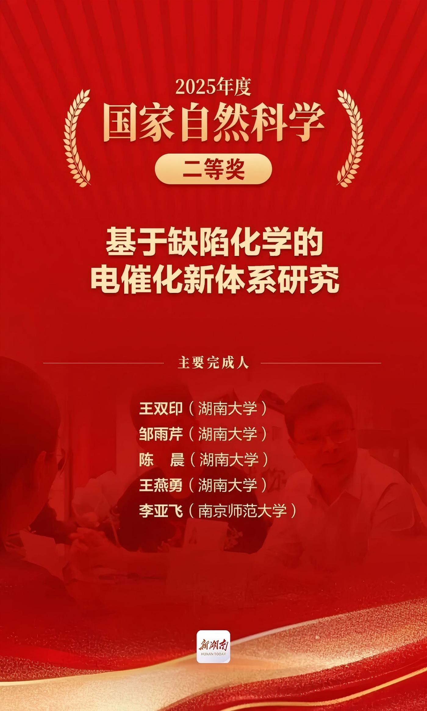 2025年度国家科技奖，湖南主持完成
